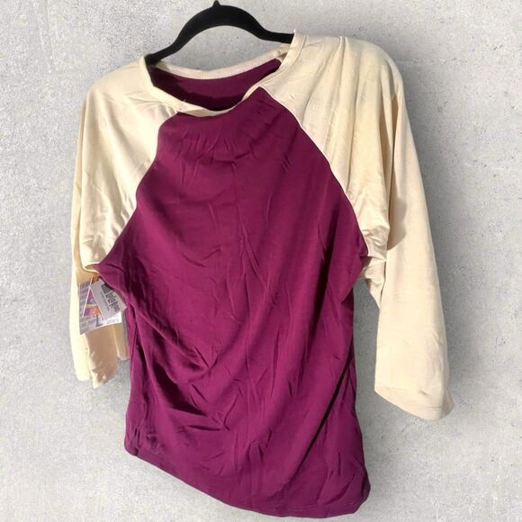 Lularoe Women's Randy Baseball Raglan Maroon And Cream Size 2-Large-NWT - Picture 1 of 9